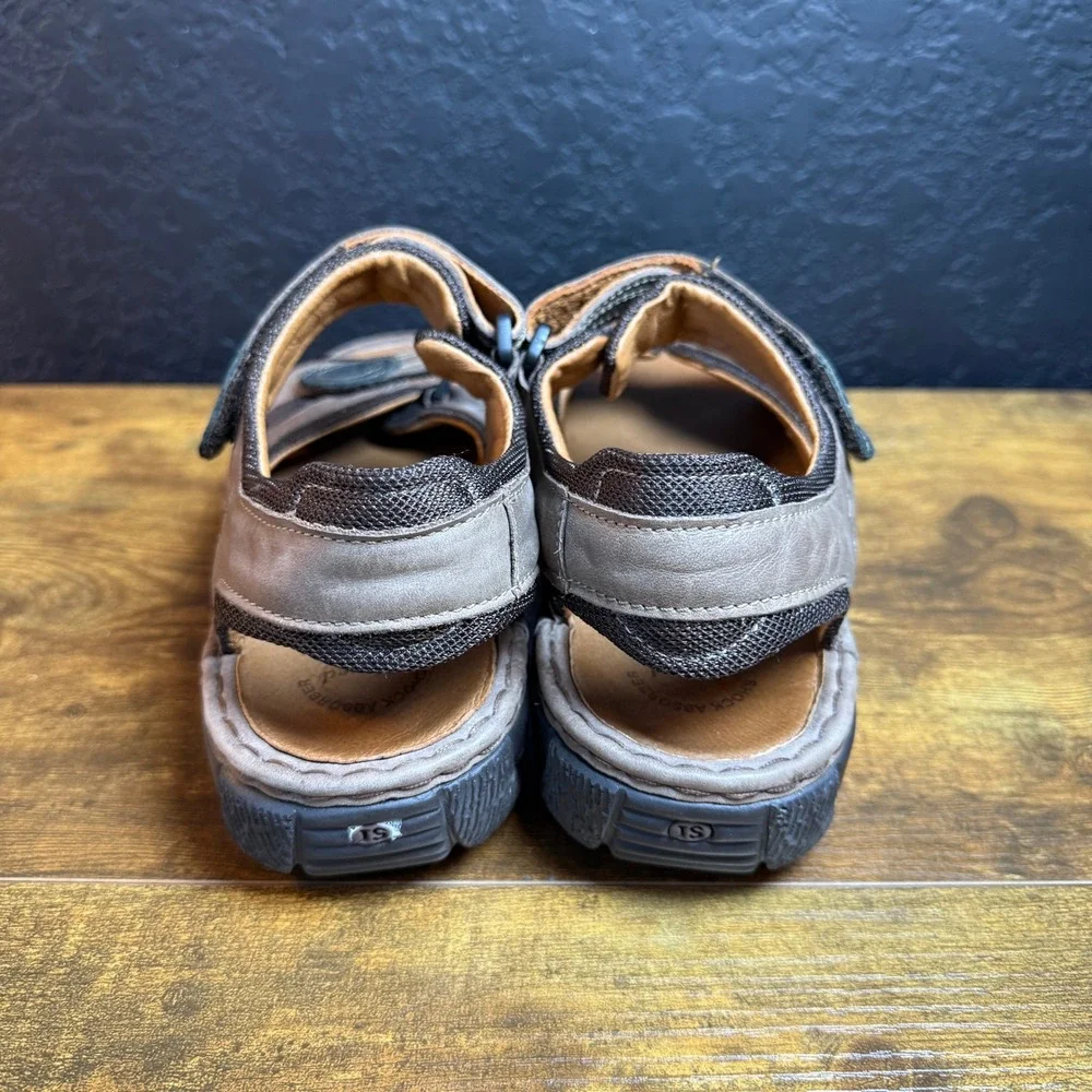 Josef Seibel Airped Plus Brown Leather Triple Strap Sandals Mens 10 EU 43